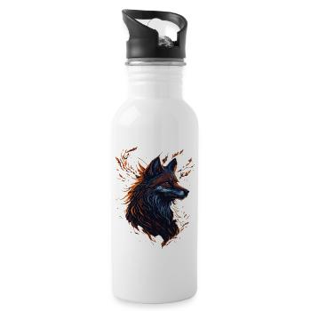 wolf artwork - Gourde avec paille intégrée - blanc - Droite
