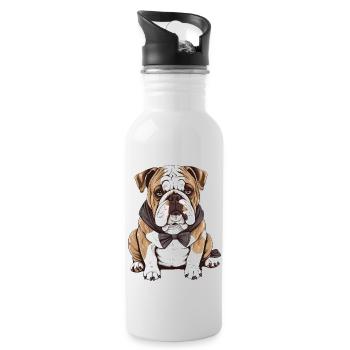 French Bulldog - Water bottle with straw - white - Right