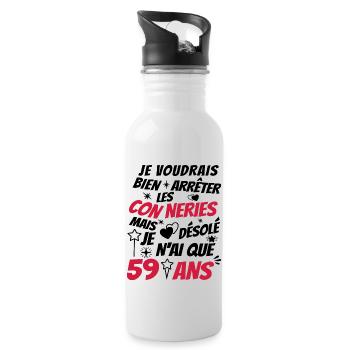 conneries 59 ans / cadeau anniversaire 59 ans - Gourde avec paille intégrée - blanc - Droite