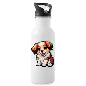Embodies the pure joy that dogs bring us - Water bottle with straw - white - Right