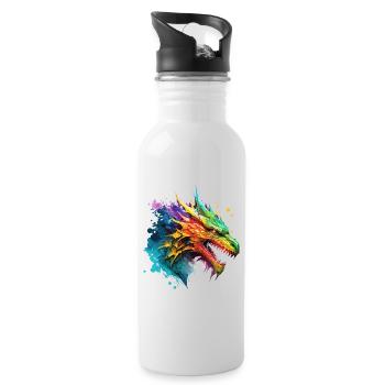 Dragon Fantasy Magie Mystique Créature Animal Coloré - Gourde avec paille intégrée - blanc - Droite