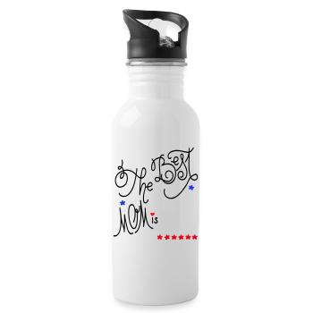 the best Mom, Muttertag - Trinkflasche mit integriertem Trinkhalm - Weiß - Rechts