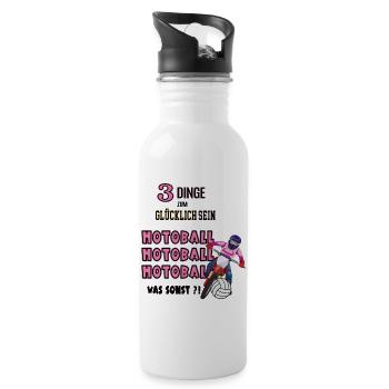 Motoball Spielerin Motoballerin Motofußball Sport - Trinkflasche mit integriertem Trinkhalm - Weiß - Rechts