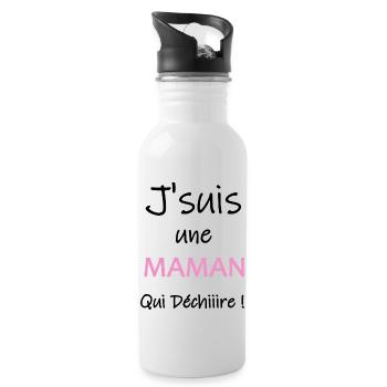 J'suis une maman qui déchire - Gourde avec paille intégrée - blanc - Droite