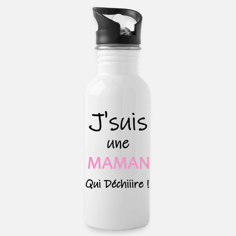 J'suis une maman qui déchire - Gourde avec paille intégrée - blanc