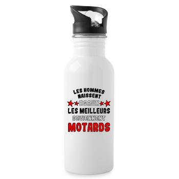 Les meilleurs deviennent motards - Gourde avec paille intégrée - blanc - Droite