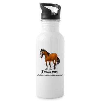 Mon cheval commande - Gourde avec paille intégrée - blanc - Droite
