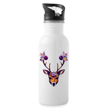 belles fleurs de cerf nature forêt - Gourde avec paille intégrée - blanc - Droite