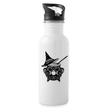 Hexenkessel Hexenhut Hexen Walpurgisnacht - Trinkflasche mit integriertem Trinkhalm - Weiß - Rechts