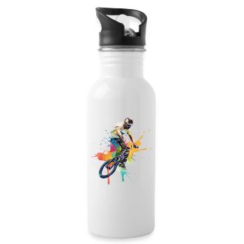 BMX Bike Biker Stunt Trick Freestyle Splash - Water bottle with straw - white - Right