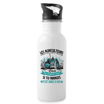 Agriculture agriculteur - Gourde avec paille intégrée - blanc - Droite