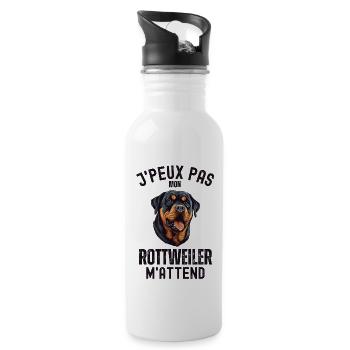 Rottweiler - Gourde avec paille intégrée - blanc - Droite