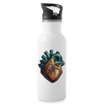 Kritischer Beat V.1 - Trinkflasche mit integriertem Trinkhalm - Weiß - Rechts