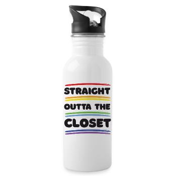 Pride Month – Straight Outta The Closet - Water bottle with straw - white - Right