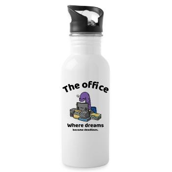 Where dreams become deadlines - The office - Trinkflasche mit integriertem Trinkhalm - Weiß - Rechts