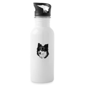 Border collie Retro chien doux - Gourde avec paille intégrée - blanc - Droite