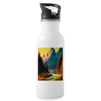 Paysage nature forêt 2 - Gourde avec paille intégrée - blanc - Droite