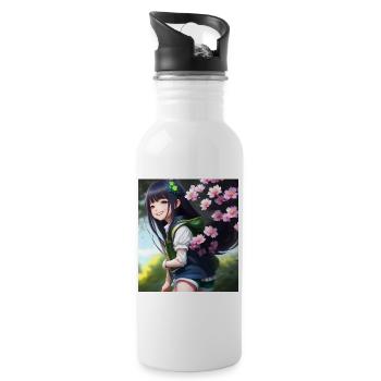 Anime Cutie - Trinkflasche mit integriertem Trinkhalm - Weiß - Rechts