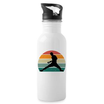Tischtennisspieler - Trinkflasche mit integriertem Trinkhalm - Weiß - Rechts