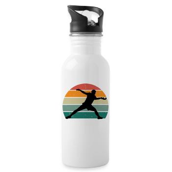 Tischtennisspieler - Trinkflasche mit integriertem Trinkhalm - Weiß - Rechts