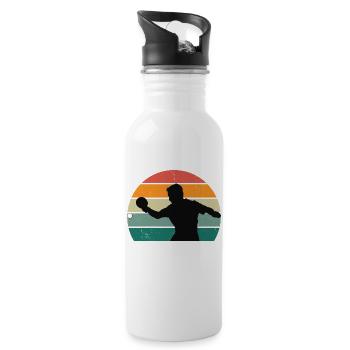 Tischtennisspieler - Trinkflasche mit integriertem Trinkhalm - Weiß - Rechts