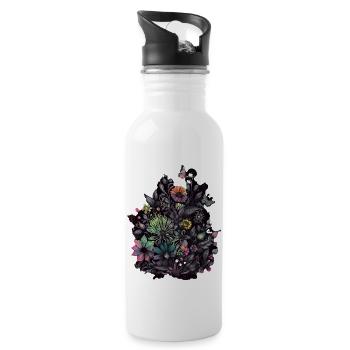 Flower Power - Trinkflasche mit integriertem Trinkhalm - Weiß - Rechts