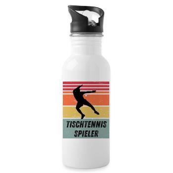Tischtennisspieler - Trinkflasche mit integriertem Trinkhalm - Weiß - Rechts