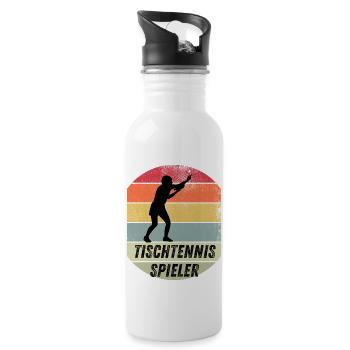 Tischtennisspieler - Trinkflasche mit integriertem Trinkhalm - Weiß - Rechts