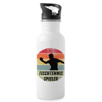 Tischtennisspieler - Trinkflasche mit integriertem Trinkhalm - Weiß - Rechts