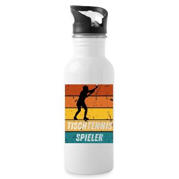 Tischtennisspieler - Trinkflasche mit integriertem Trinkhalm - Weiß - Rechts