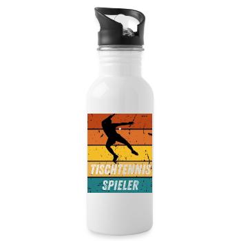 Tischtennisspieler - Trinkflasche mit integriertem Trinkhalm - Weiß - Rechts