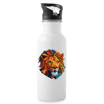 Tête de lion - Gourde avec paille intégrée - blanc - Droite