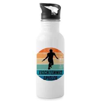 Tischtennisspieler - Trinkflasche mit integriertem Trinkhalm - Weiß - Rechts