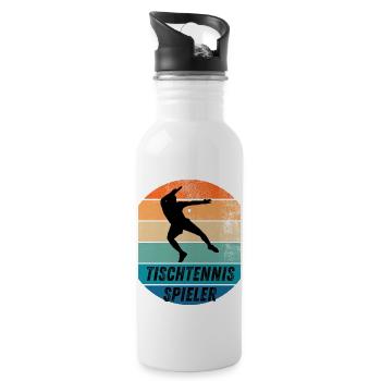 Tischtennisspieler - Trinkflasche mit integriertem Trinkhalm - Weiß - Rechts