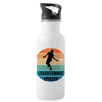 Tischtennisspieler - Trinkflasche mit integriertem Trinkhalm - Weiß - Rechts