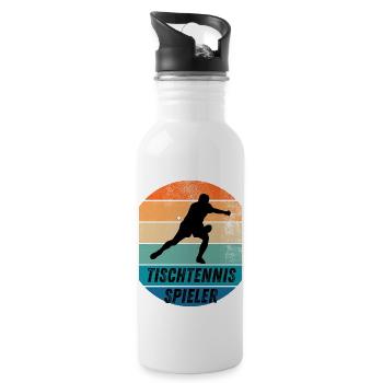 Tischtennisspieler - Trinkflasche mit integriertem Trinkhalm - Weiß - Rechts