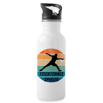 Tischtennisspieler - Trinkflasche mit integriertem Trinkhalm - Weiß - Rechts