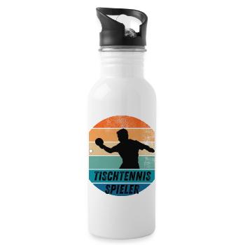 Tischtennisspieler - Trinkflasche mit integriertem Trinkhalm - Weiß - Rechts