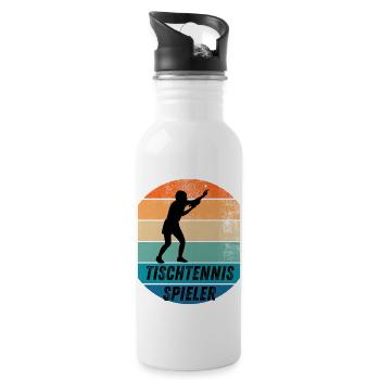 Tischtennisspieler - Trinkflasche mit integriertem Trinkhalm - Weiß - Rechts