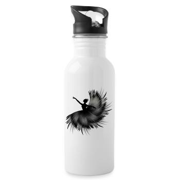 Ballerina silhouette with magnificent plumage - Water bottle with straw - white - Right