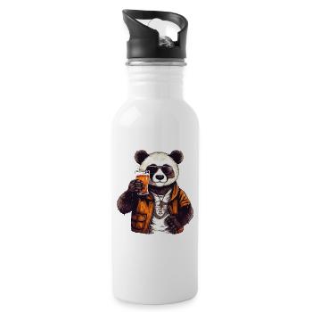 Panda Beer Beer Bear Funny Humor Party Celebrate - Gourde avec paille intégrée - blanc - Droite