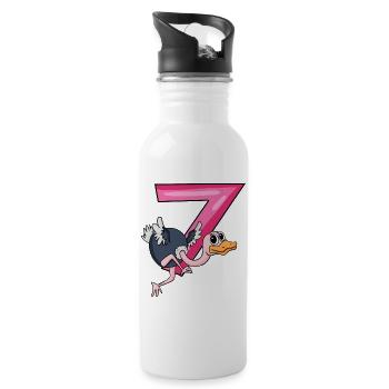 7 ans 7 ans avec motif animal - sept - Gourde avec paille intégrée - blanc - Droite
