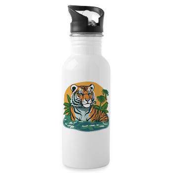 Jungle imprimée tigre - Gourde avec paille intégrée - blanc - Droite