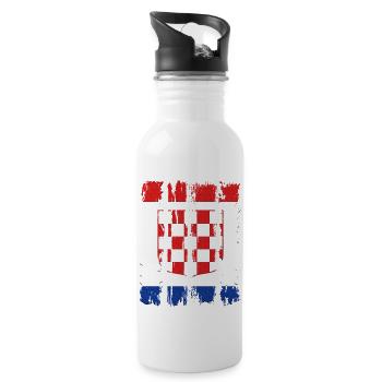 Kroatische Nationalflagge Emblem Kroatien Hrvatska hrv - Trinkflasche mit integriertem Trinkhalm - Weiß - Rechts