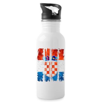 Kroatische Nationalflagge Emblem Kroatien Hrvatska hrv - Trinkflasche mit integriertem Trinkhalm - Weiß - Rechts