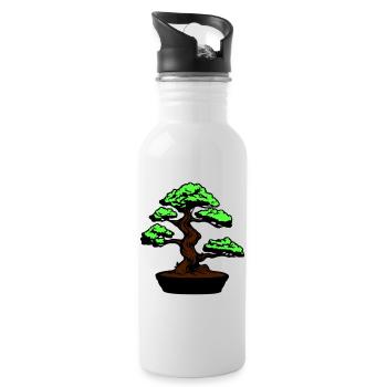 Symbole du bonsaï de l’arbre - Gourde avec paille intégrée - blanc - Droite