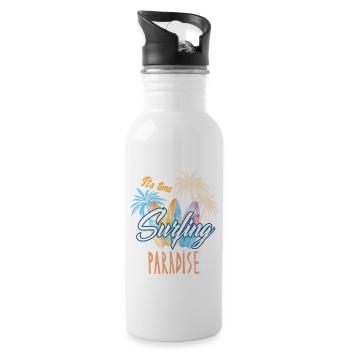Surfing Surf Surfer - Water bottle with straw - white - Right