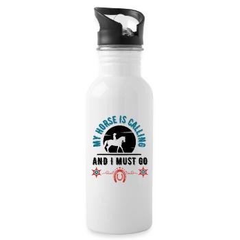 Horse girl rider rodeo - Water bottle with straw - white - Right