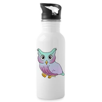 Eule - Trinkflasche mit integriertem Trinkhalm - Weiß - Rechts