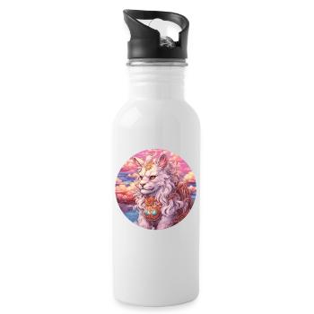 Chat Lion fantastique - Gourde avec paille intégrée - blanc - Droite